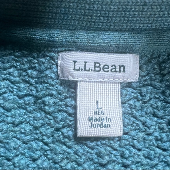 LL Bean Sweater Womens L Basket Weave Cardigan Button Front Blue Fisherman Prep - Picture 6 of 9